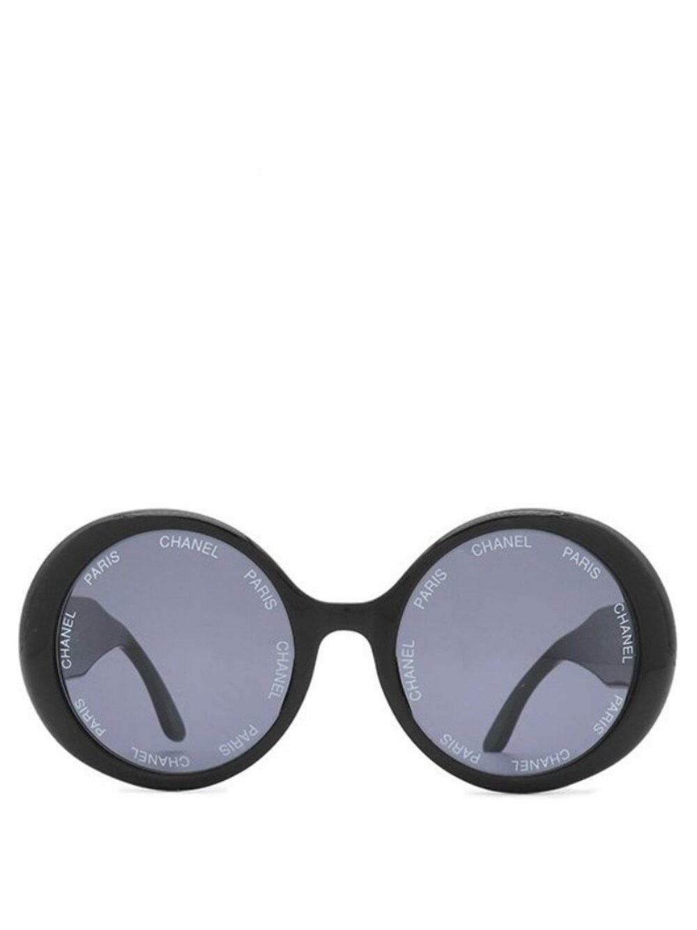Chanel Sunglasses Round Shape Acetate Black Gold CC Logo Circle Eyewear